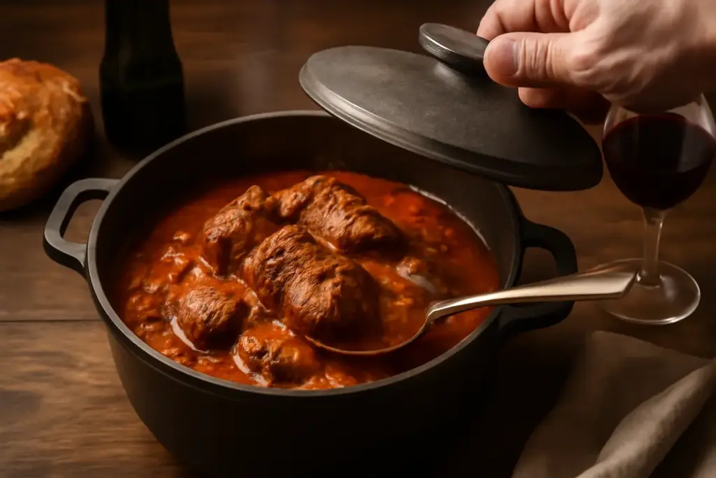 Segreto della cottura lenta nello stufato toscano: mantiene la carne succosa e mai asciutta