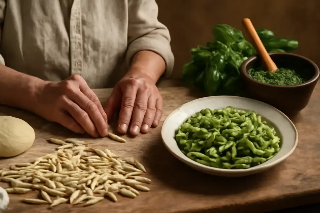 Le origini delle trofie liguri: la tecnica di lavorazione a mano che esalta la bontà del pesto