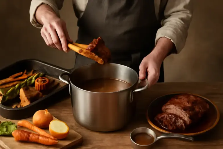 Come preparare il fondo bruno alla maniera tradizionale? Usalo per arrosti e sughi con sapore intenso