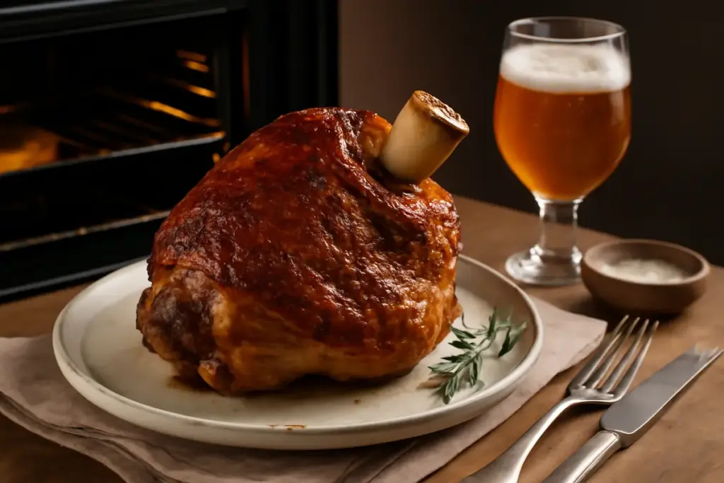 Stinco di maiale al forno tradizionale: la tempistica perfetta per una crosta saporita e carne succosa